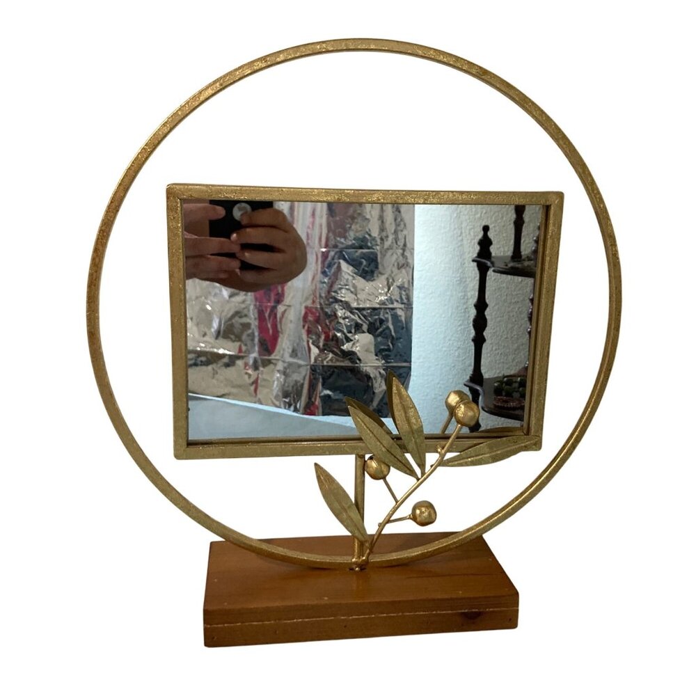 Olive Leaf Branch Gold Tone Mirror